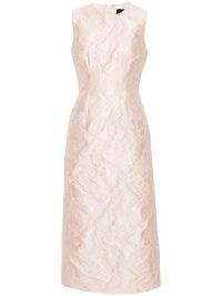 Simone Rocha Pink Crinkled-Effect Midi Dress ~ women’s luxe fashion