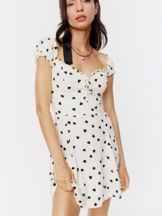 Reformation Pacey Dress in Sweetheart – white heart print dresses