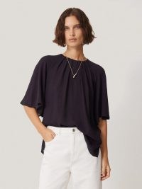 JIGSAW Textured Pleat Detail Top in Purple ~ chic tops
