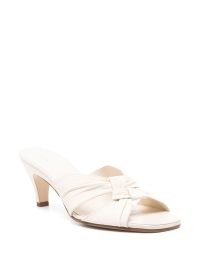 The Row 60mm Soft Knot Mules in White Leather ~ luxe knotted mule sandals