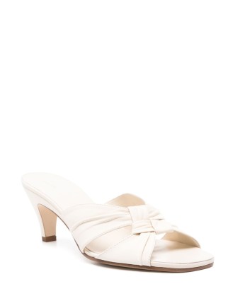 The Row 60mm Soft Knot Mules in White Leather ~ luxe knotted mule sandals