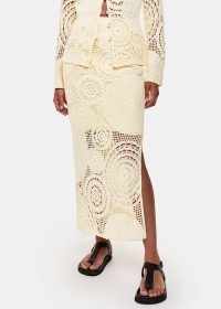 WHISTLES Crochet Circle Skirt Colour: Yellow ~ semi sheer knit style column skirts
