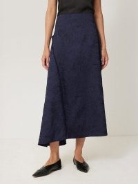 JIGSAW Asymmetric Textured Skirt in Navy ~ dark blue asymmetrical hemline skirts ~ chic modern clothing