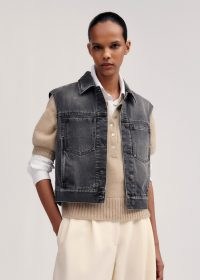 ME and EM Authentic Denim Vest in Washed Black | women’s autumn layering vests | womens sleeveless jacket