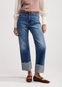 me and em Authentic Relaxed Deep Turn-Up Jean Mid Blue Wash ~ women’s jeans with turned up hems