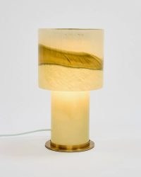 OLIVER BONAS Avira Green Glass Desk & Table Lamp ~ tonal green mushroom shape lamps ~ modern lighting for stylish homes