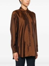 BETTTER x Zegna loose shirt in bronze ~ women’s luxury brown high shine relaxed fit shirts