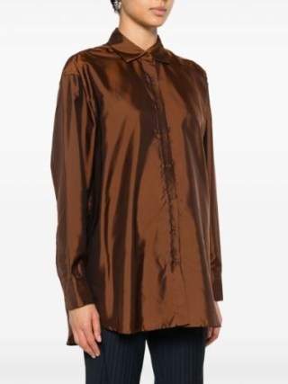 BETTTER x Zegna loose shirt in bronze ~ women’s luxury brown high shine relaxed fit shirts