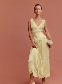 Reformation Stasia Silk Dress in Blonde / luxury sleeveless occasion dresses / luxe silky event fashion