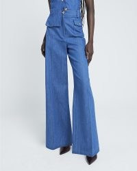 RIVER ISLAND Blue high waisted wide leg denim trousers