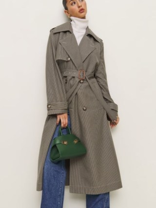 Reformation Matteo Trench in Brown Check | women’s chic checked belted coats