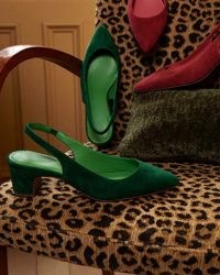 DRAPER JAMES Calla Slingback in Green ~ suede slingbacks