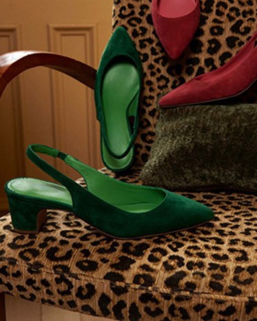 DRAPER JAMES Calla Slingback in Green ~ suede slingbacks