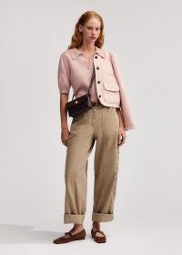 me and em Cotton Twill Cargo Pant in stone ~ women’s side pocket trousers ~ utility fashion