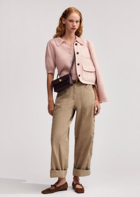 me and em Cotton Twill Cargo Pant in stone ~ women’s side pocket trousers ~ utility fashion