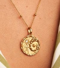 ABBOTT LYON Custom Zodiac Coin Necklace (Gold) | luxe style birth sign with birthstone pendants | on-trend jewellery