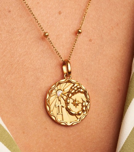 ABBOTT LYON Custom Zodiac Coin Necklace (Gold) | luxe style birth sign with birthstone pendants | on-trend jewellery