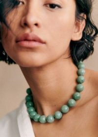 Sezane Danae Necklace Vintage Blue | chunky beaded resin necklaces | fashion jewellery