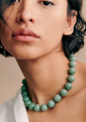 Sezane Danae Necklace Vintage Blue | chunky beaded resin necklaces | fashion jewellery