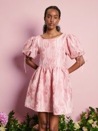 sister jane DREAM A Walk With Daisy Darling Jacquard Mini Dress Raspberry pink ~ floral puff sleeve party dresses ~ romantic occasion fashion