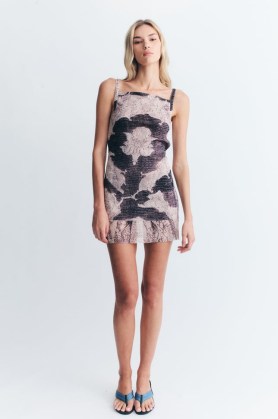 With Jean Eden Dress in Mystic – printed sleeveless tie back detail mini dresses