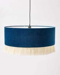 OLIVER BONAS Ero Blye Velvet & Tassel Drum Pendant Lamp Shade ~ fringed light shades ~ chic home lighting