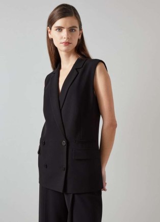 L.K. BENNETT Eva Black Longline Waistcoat ~ women’s sleek longer length waistcoats