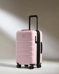 ANTLER Expandable Cabin Suitcase in Moorland Pink Icon Stripe ~ small hard suitcases on wheels