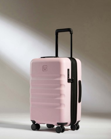 ANTLER Expandable Cabin Suitcase in Moorland Pink Icon Stripe ~ small hard suitcases on wheels