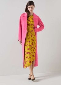 L.K. BENNETT Frances Pink Maxi Wool Coat ~ women’s luxury longline tie waist winter coats