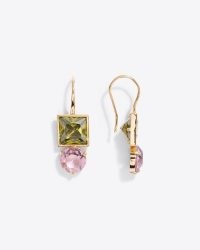 DRAPER JAMES Gem Drop Earrings ~ green and pink stone drops ~ luxe style fashion jewelry