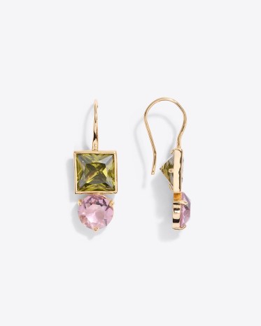 DRAPER JAMES Gem Drop Earrings ~ green and pink stone drops ~ luxe style fashion jewelry