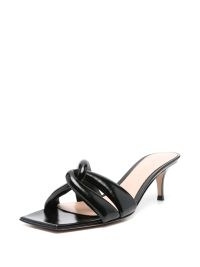 Gianvito Rossi 85mm Amour square toe mules in black leather with front interlinking chain effect