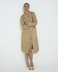 RIVER ISLAND Gold Boucle Long Tailored Coat ~ luxe style longline coats ~ glamorous metallic outerwear