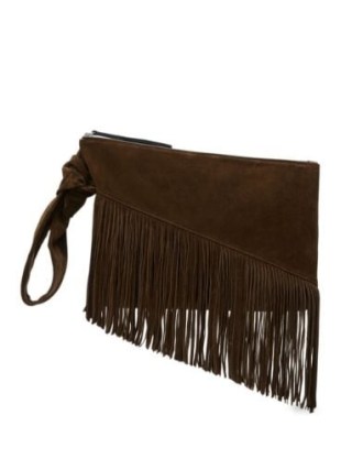 ISABEL MARANT Faro Clutch Bag in Coffee Brown ~ chic fringed boho bags