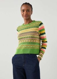 L.K. BENNETT Josephine Green Multi Stripe Sweater ~ women’s patterned jumper ~ womens striped sweaters