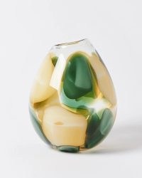 OLIVER BONAS Kai Spot Green Glass Vase ~ green and yellow round shape vases ~ glassware accessories for the home