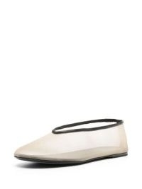 KHAITE The Marcy Ballet Pumps in Beige/black – sheer mesh flats