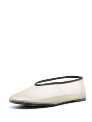 KHAITE The Marcy Ballet Pumps in Beige/black – sheer mesh flats