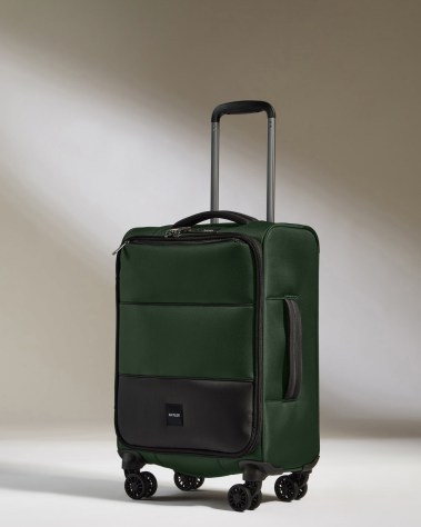 ANTLER Lightest Cabin Suitcase in Antler Green Soft Stripe ~ small travel suitcases on wheels with lightweight adjustable handle