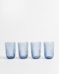 OLIVER BONAS Luci Blue Glass Highball Tumblers Set of Four ~ sets of coloured drinking glasses ~ glassware