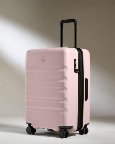 ANTLER Medium Suitcase in Moorland Pink Icon Stripe ~ hard travel cases ~ suitcases with handle and wheels