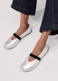 me and em Metallic Ballerina Flat in silver ~ luxe nappa leather flats