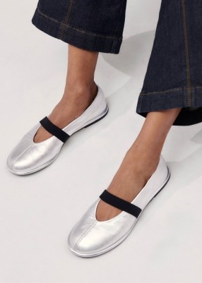 me and em Metallic Ballerina Flat in silver ~ luxe nappa leather flats