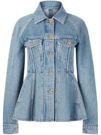 Nina Ricci flared jacket in Light Blue ~ cotton denim fit and flare jackets