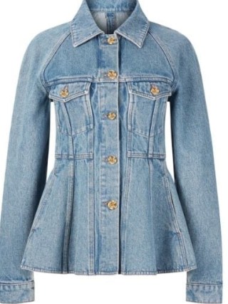 Nina Ricci flared jacket in Light Blue ~ cotton denim fit and flare jackets