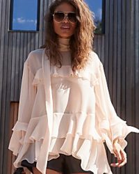 RIVER ISLAND Pink chiffon frill blouse ~ FLOWING RUFFLED BLOUSES