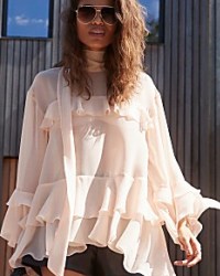 RIVER ISLAND Pink chiffon frill blouse ~ FLOWING RUFFLED BLOUSES