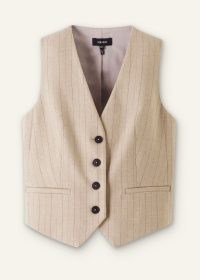 me and em Pinstripe Tailored Vest in Cream / Chocolate ~ womens striped waistcoat