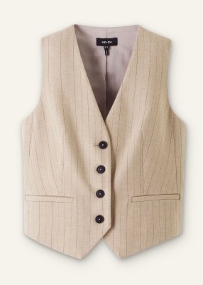 me and em Pinstripe Tailored Vest in Cream / Chocolate ~ womens striped waistcoat